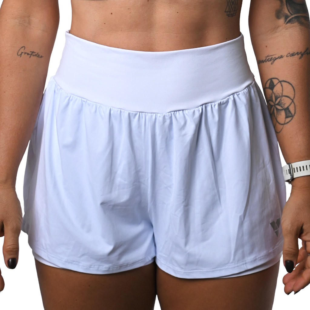 Short Duplo Confort Branco e Prata Vaib